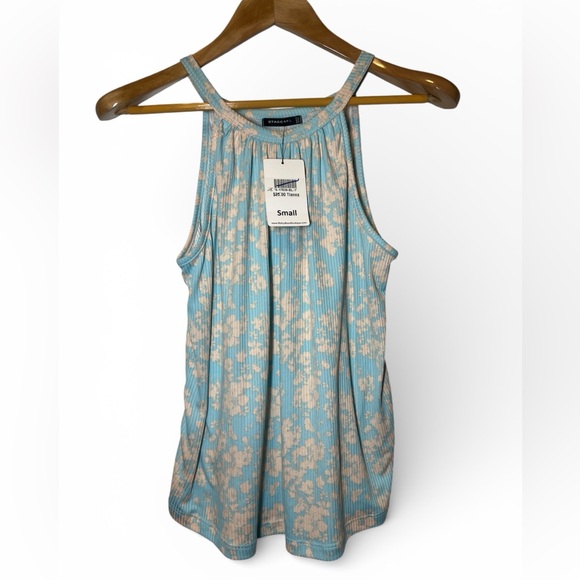 Staccato Tops - Staccato Light Blue Floral Tank Top‎ Ribbed Swing Tank Top Small Cottagecore